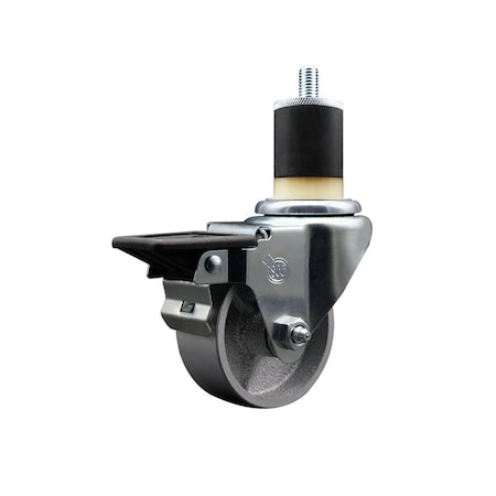 Service Caster 3'' Semi Steel Swivel 1-7/8'' Expanding Stem Caster with Brake SCC-EX20S315-SSR-PLB-178